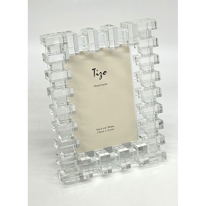 Crystal Glass Picture Frame, 4" W x 6" H
