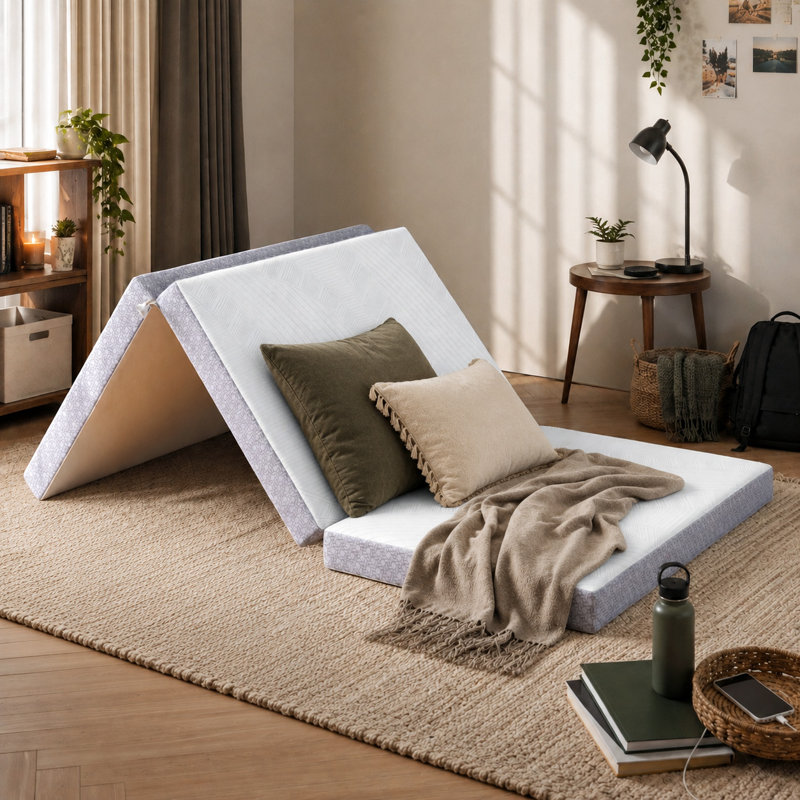 Matelas pliant en mousse viscoélastique CoolSoft, 4", Très grand simple