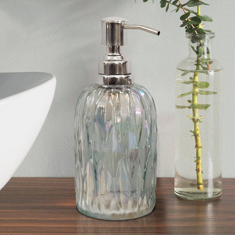Distributeur de savon liquide Oneita | Meuble-lavabo de salle de bain et évier de cuisine, contient savon, lotion et assainisseur | Finition arc-en-ciel lustré