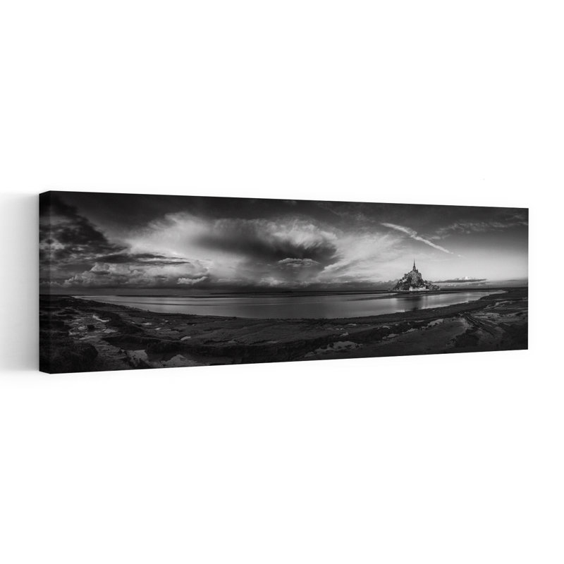 Mont Saint-Michel, paysage dramatique, art dramatique, architecture abstraite, bord de mer, art mural, H 36 po x l 12 po