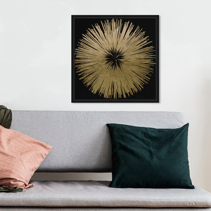 «Abstract Sunburst Golden Night», impression, Toile tendue, H 12 po x l 12 po, Sans cadre