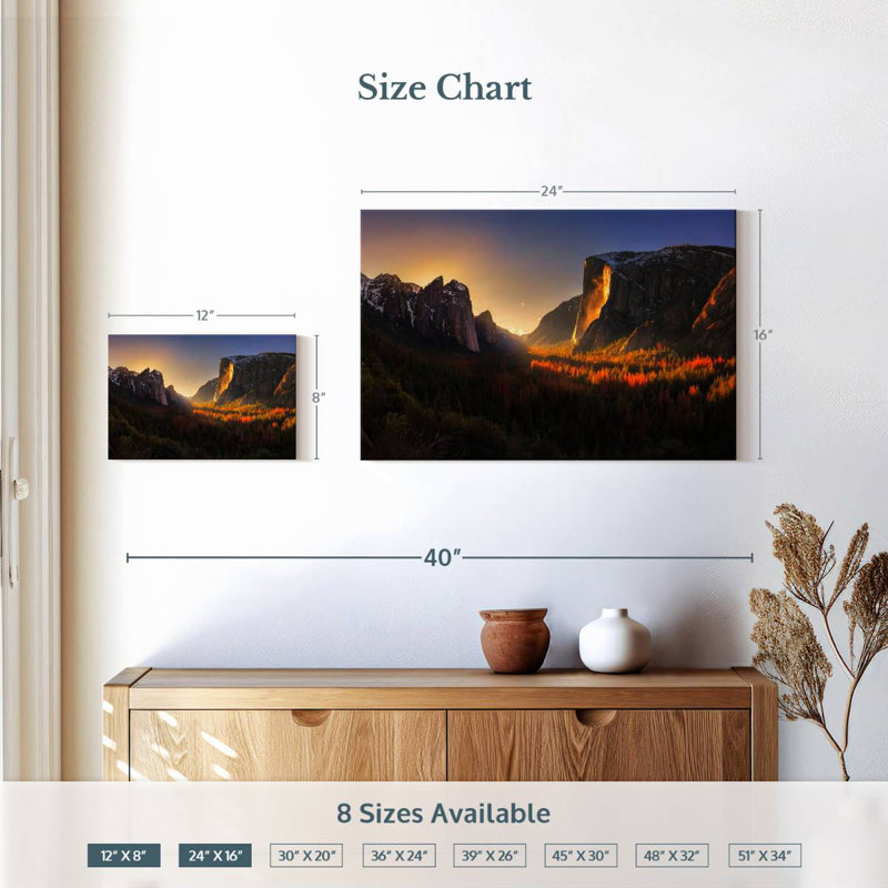 Alvord Yosemite Firefall I, H 16 po x l 24 po