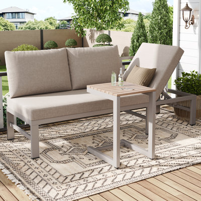 3-seater Outdoor Reclining Garden Sofa Set With Adjustable Backrest