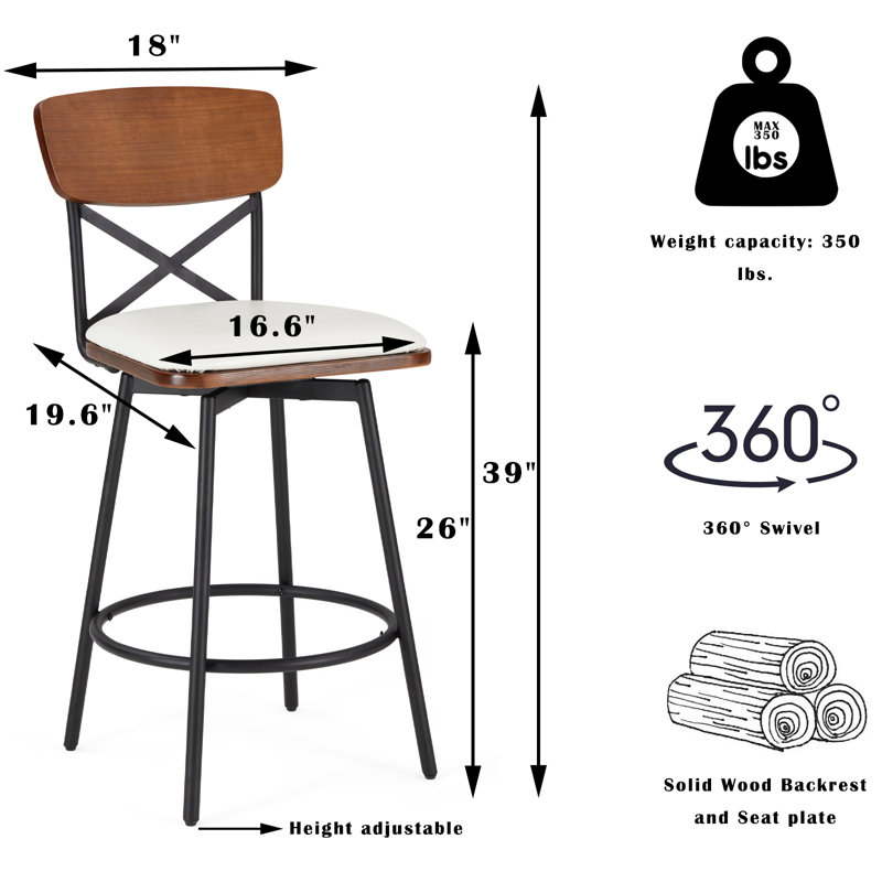 Modern Farmhouse Swivel Bar Stools Set Of 3, Gray, 4
