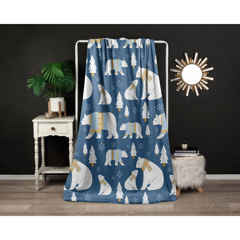 Throw Blanket, 51" W x 60" L, Animal Print/Abstract, Blue/Tan