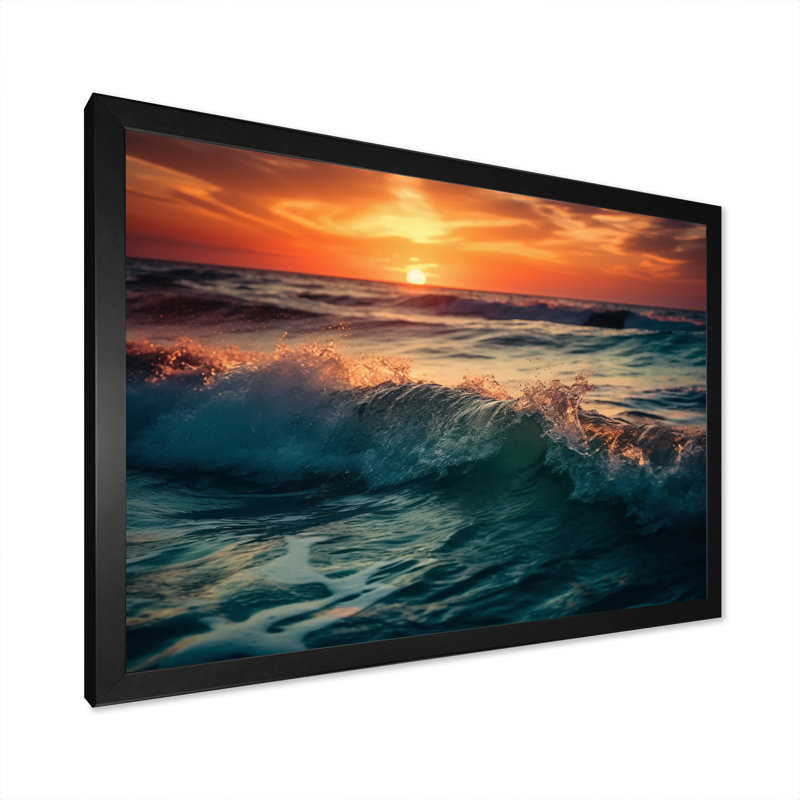 " Ocean Tranquility V ", Black Picture Framed, 12" H x 20" W x 1" D
