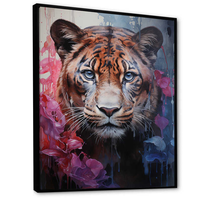 «White Pink Panther», reproduction sur toile, H 20 po x l 12 po x P 1 po, Cadre flottant noir