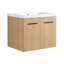 Meuble-lavabo flottant 24 po avec lavabo, armoire en contreplaqué de chêne clair, rangement à double porte mural, avec comptoir en résine (ensemble de 2 pièces)