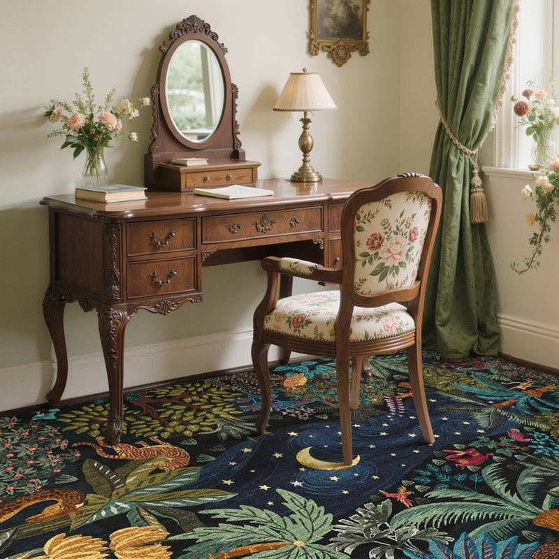 Tapis floral lavable à la machine avec envers en caoutchouc pour le salon Tapis antidérapant antidérapant pour le salon de la chambre à coucher