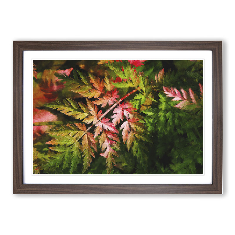 Fern Leaves Vol.2 - Picture Frame Painting, 48cm H x 65cm W x 2cm D, Walnut Framed