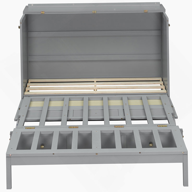 Lit escamotable avec grands tiroirs de rangement Murphy, Gris