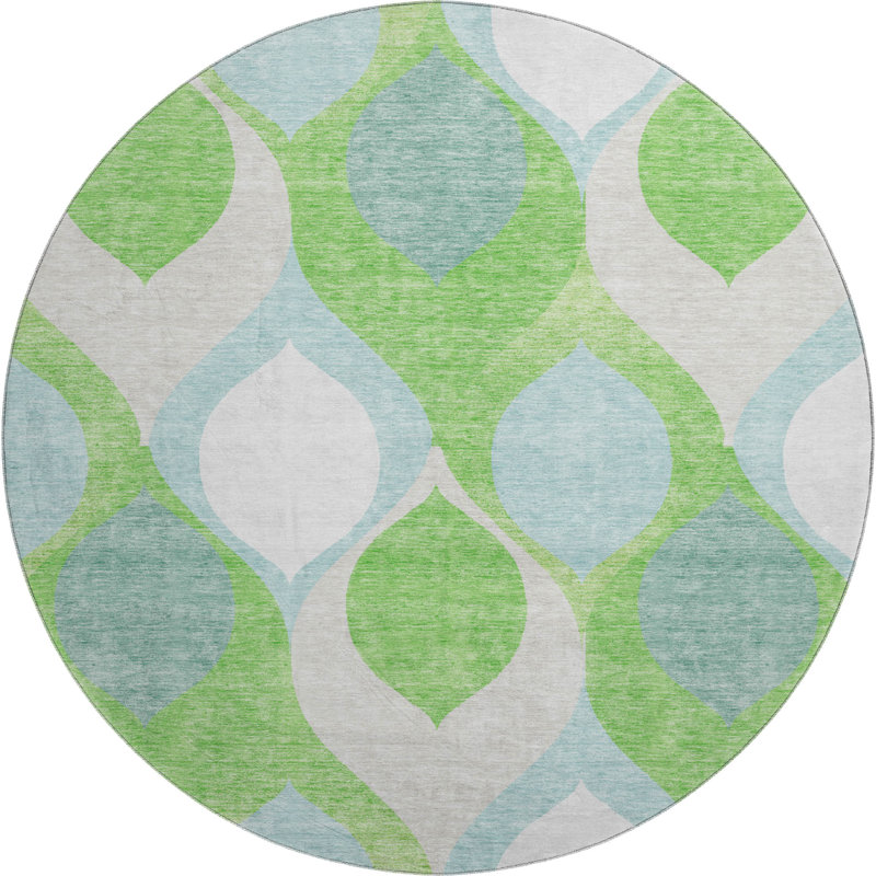 Premium Machine Washable Lisse Lime Rug, Round 8'