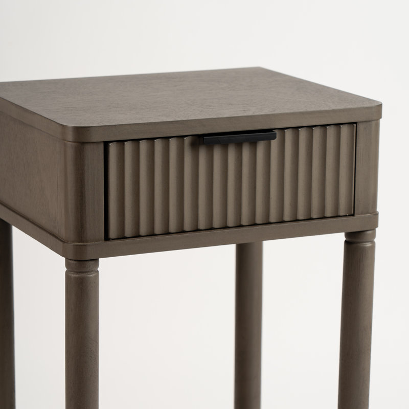Solid Wood End Table, Olive Brown
