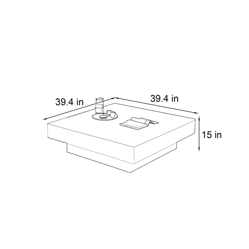 Table basse Light Luxury, H 15 po x L 39,4 po x l 39,4 po