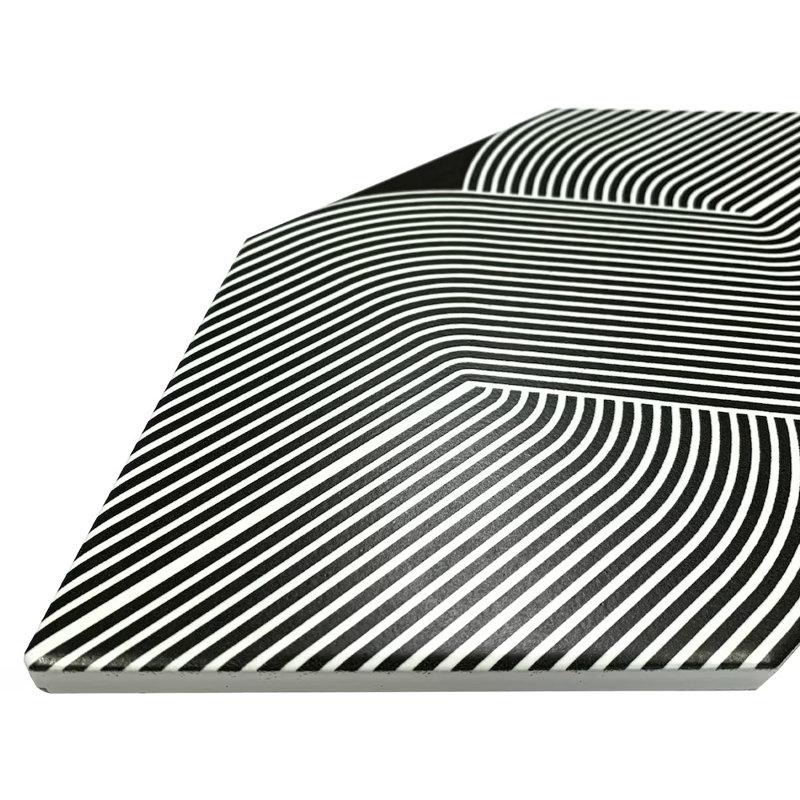 Carreau de porcelaine noir et blanc 7 x 13 Kayak Streamline