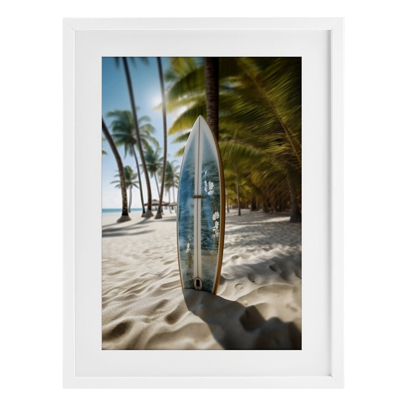 «Blue Surfboard Coastal Blur», impression encadrée sous verre, design par LSR Design Studio, H 23 po x l 17 po