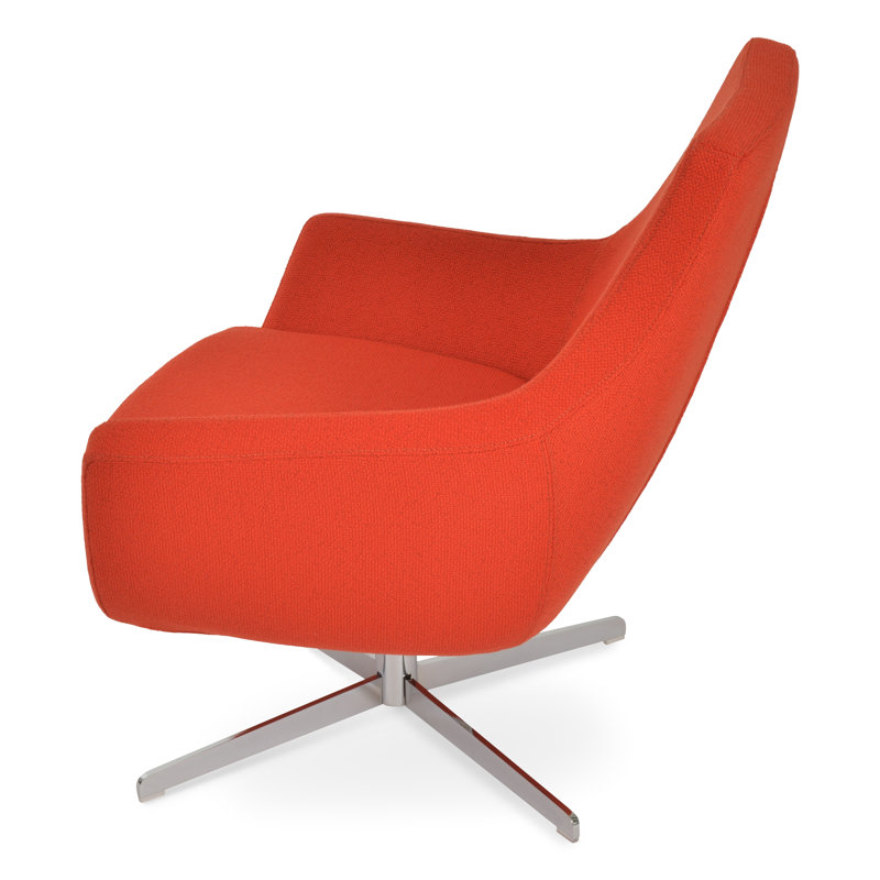 Rebecca 4 Star Swivel Lounge Chair, Chrome, Orange Boucle Fabric