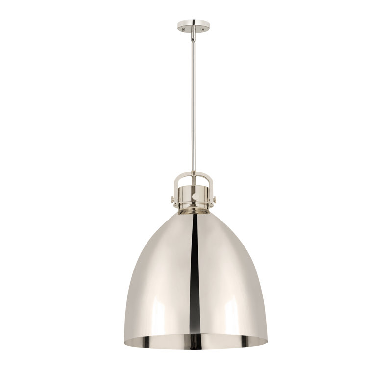 Luminaire suspendu en forme de cloche en métal 16 lumières Amrith, H 20,25 po x l 14 po x P 14 po, Nickel poli, Nickel poli