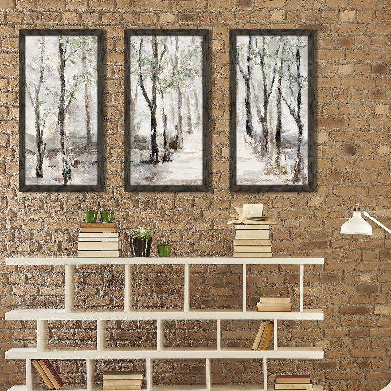 «Stroll Through the Woods» par Lanie Loreth - peinture à cadre unique de 3 pièces, L 40,50 po x H 25,50 po