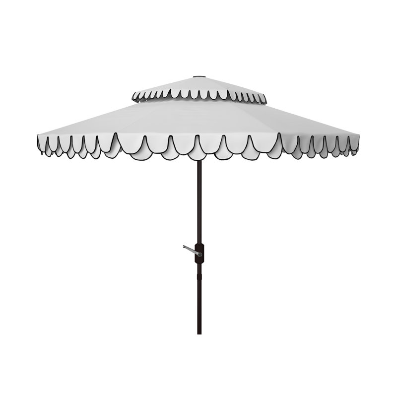 Outdoor Roslyn Crank Outdoor Umbrella, Black/Ivory