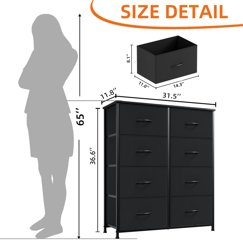 Commode verticale 8 tiroirs Somdot, Noir