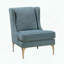 Fauteuil à oreilles à point de diamant, tissu chenille et pieds en métal doré-1669940867