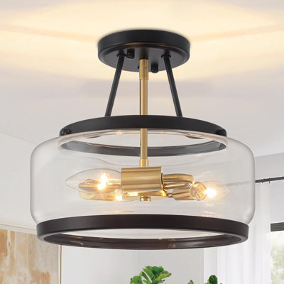 Luminaire plafonnier semi-encastré à 3 lumières en verre de style moderne pour salle à manger et salle à manger dans le couloir de la salle à manger d'Ivanas