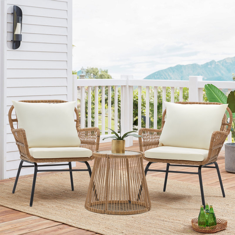 Heckscherville 2 - Person Patio Conversation Set with Cushions, White