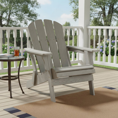Oversize Embossed Wooden Outdoor Folding Adirondack Chair with Pre-Assembled BackRest & SeatBoard for Garden, Backyard, Porch, and Pool Deck