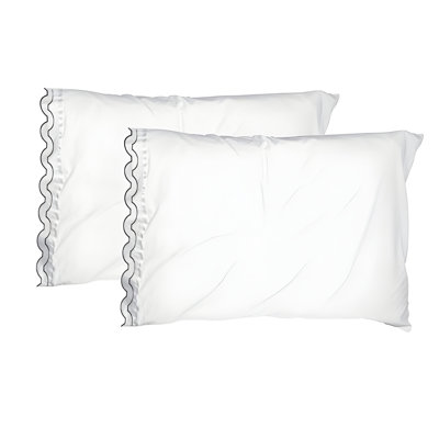 400TC Reverse U Shape Embroidery Cotton Solid Pillowcases (Set Of 2)