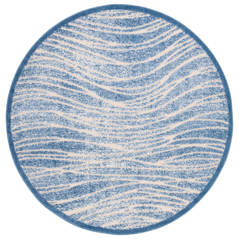 Cottage Performance Abstract Indoor/Outdoor Area Rug, Round 6'7"