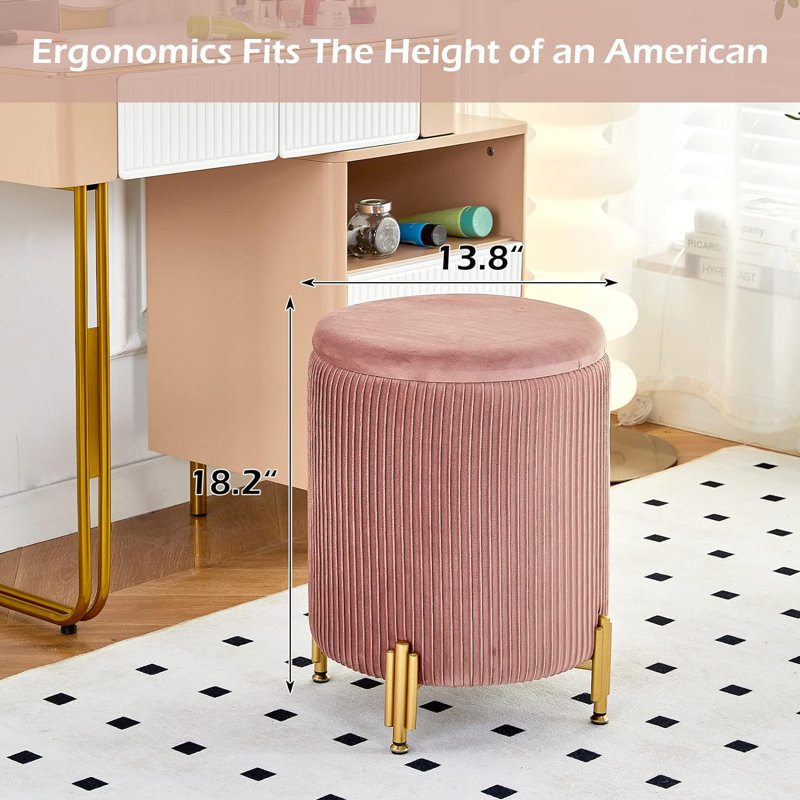 Ozite Velvet Ottoman, Dusty Rose 