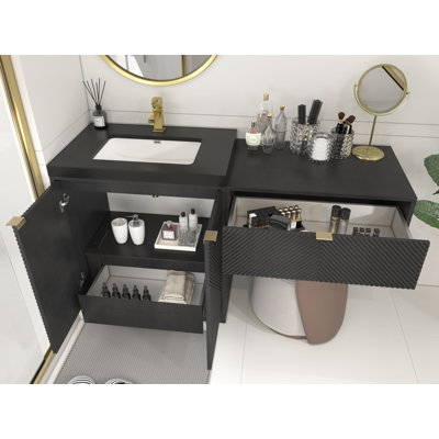 Monterey 24" Freestanding Bathroom Vanity With Acrylic Sink & 24" Black Drawer