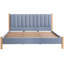 Lit tapissier scandinave avec cadre en bois massif, très grand lit, lin bleu-675234330-675234332