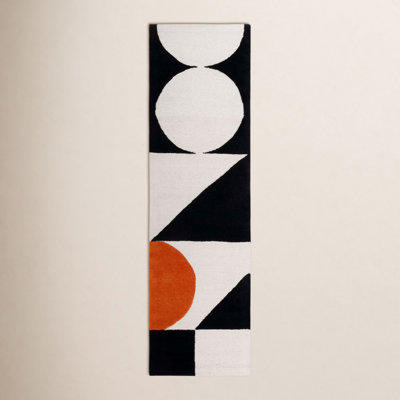 Felipe Rust Black Hand-Woven Wool Geometric Rug