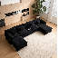 Canapé modulaire en chenille 142 pièces de 142,5 po avec console et ports USB, repose-pieds amovible-126616486