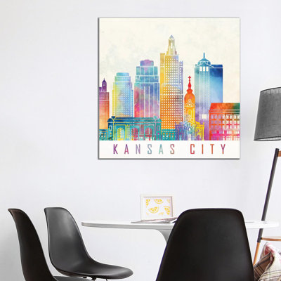 Kansas City Landmarks Watercolour 1 Piece Wrapped Canvas Painting