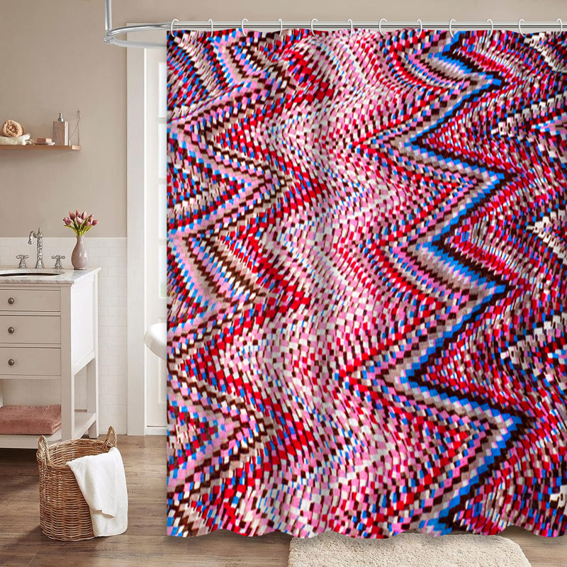 Rideau de douche noir et blanc à motif abstrait aztèque avec 12 crochets, L 72 po x l 72 po