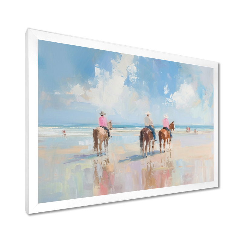 Surfside Beach, Texas Cowboys à cheval - décoration murale de cow-filles, H 24 po x l 32 po x P 1 po