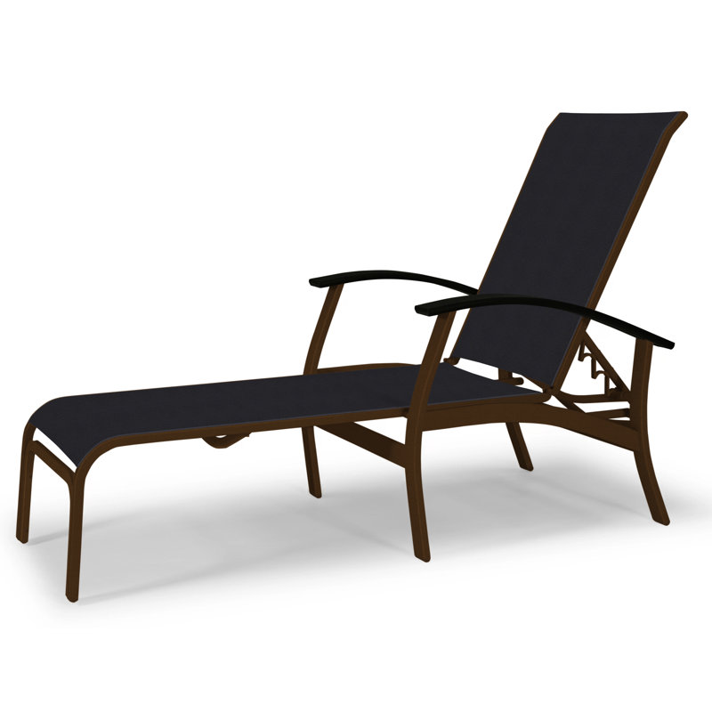 Askar Outdoor Rust-Resistant Metal Chaise Lounge, Black P70, Black 5D Sunbrella®, Textured Kona