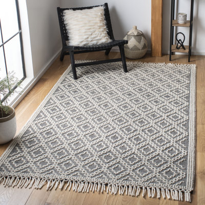 Nakita Geometric Handwoven Wool Ivory/Black Area Rug
