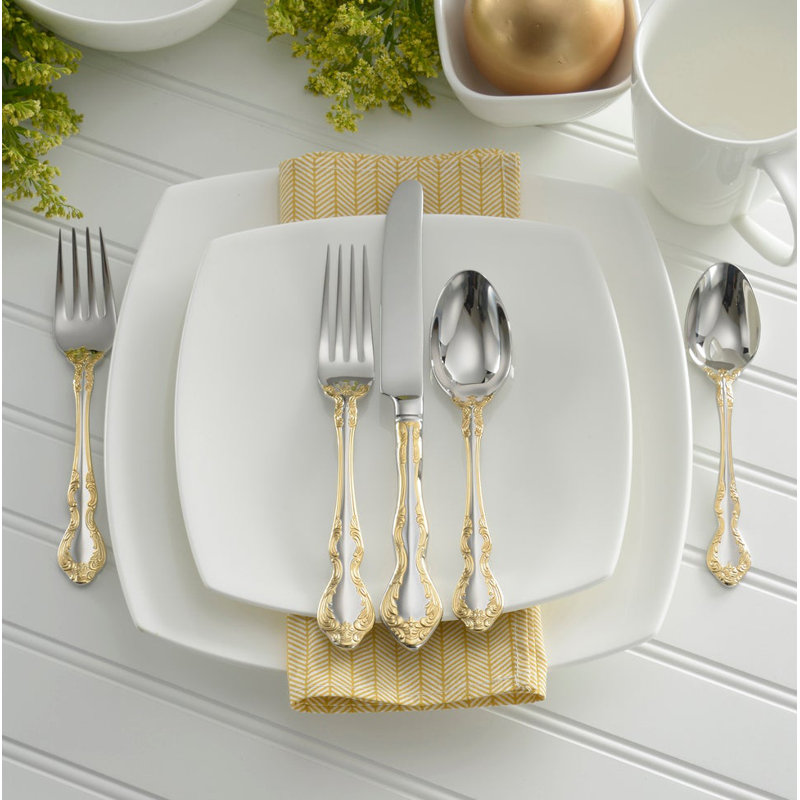 Golden Mandolina 45 Piece Fine Flatware Set