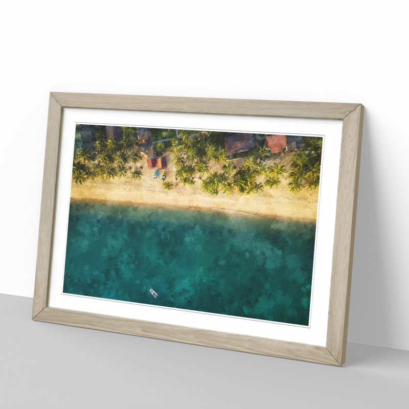 The Fishing Boat - Picture Frame Graphic Art, 36cm H x 48cm W x 2cm D, Oak