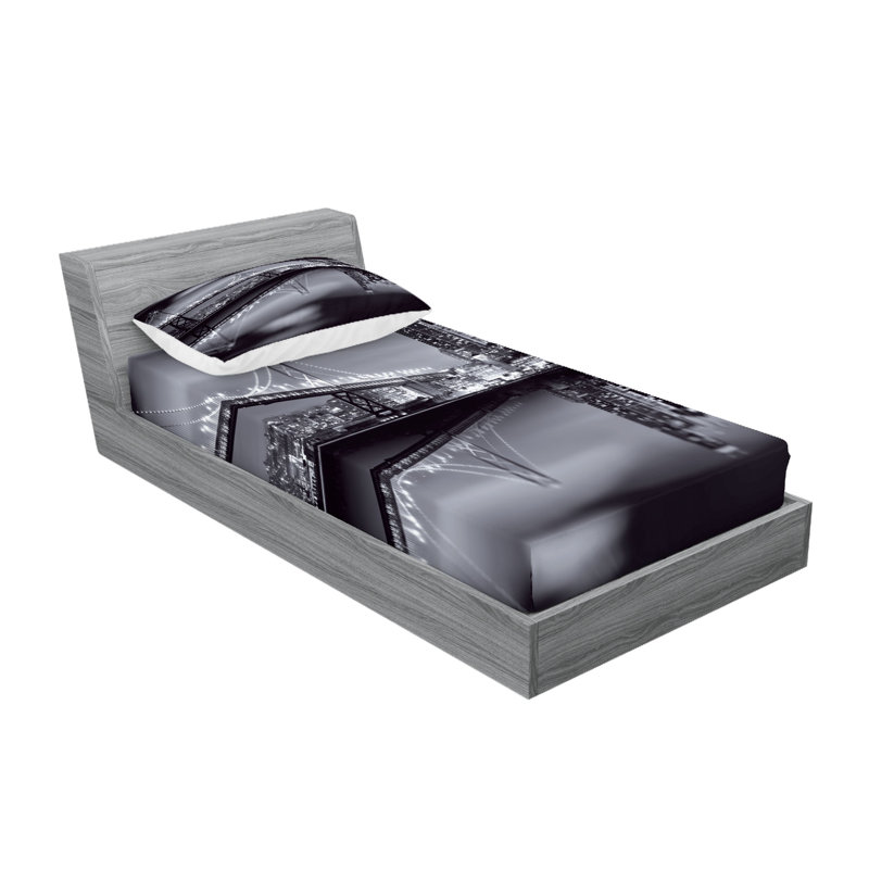 Drap-housse noir et blanc Ambesonne, Ensemble de draps pour lit simple + 3 pièces supp