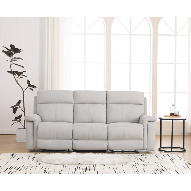 Jonestown 88.2" Upholstered Modern Power Reclining Loveseat Sofa With Adjustable Lumbar Support & Headrest, Silver