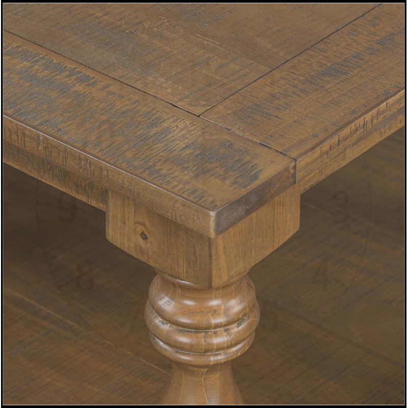 U_STYLE Table basse rétro avec pieds de colonne en vase artistique et placage de pin luxueux, charme intemporel pour les salons et les salles d'étude