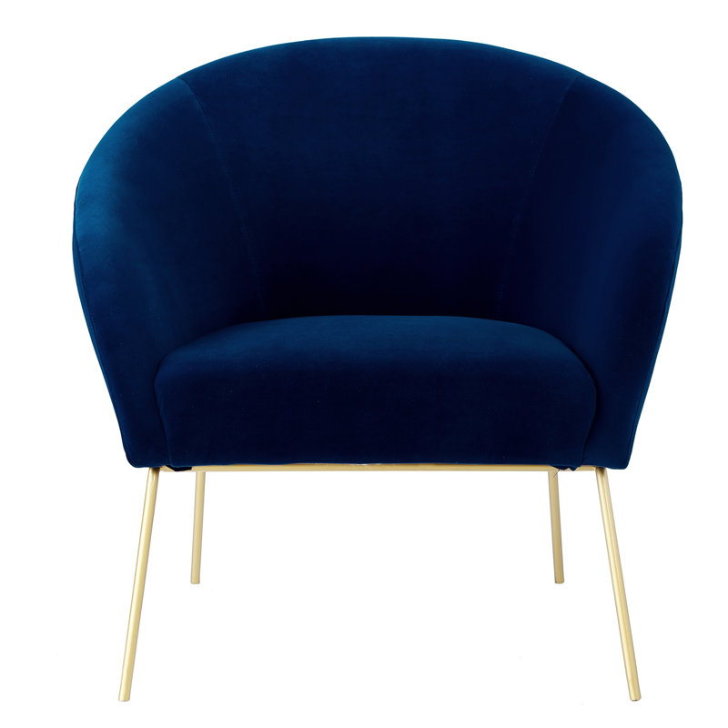 Fauteuil demi-tonneau en velours 31 po Lucent, Bleu marine