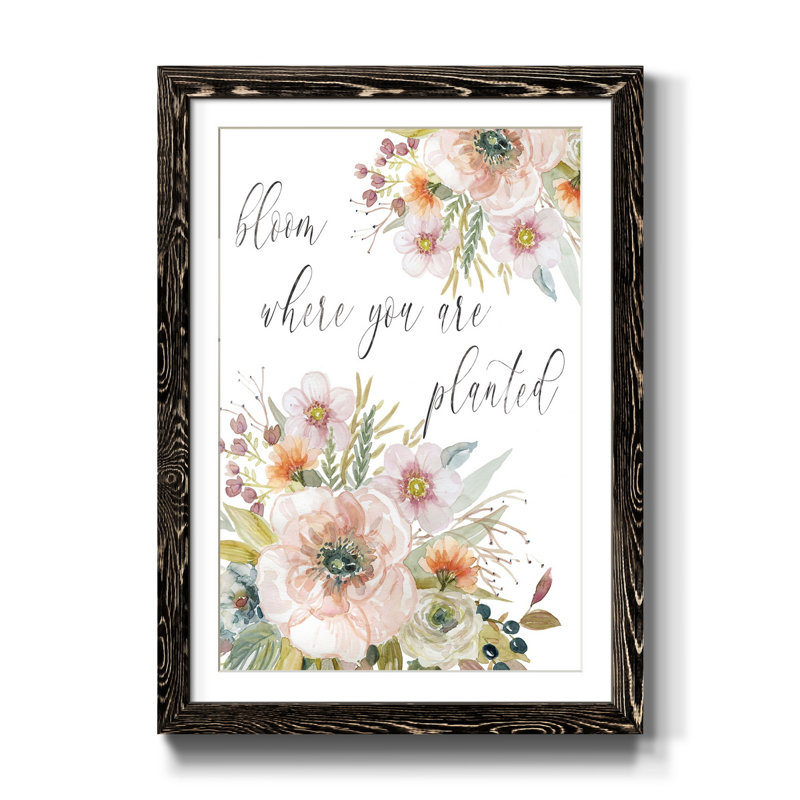 «Peach Bloom I», peinture encadrée sur papier, H 37,5 po x l 27,5 po x P 1,5 po, Noir
