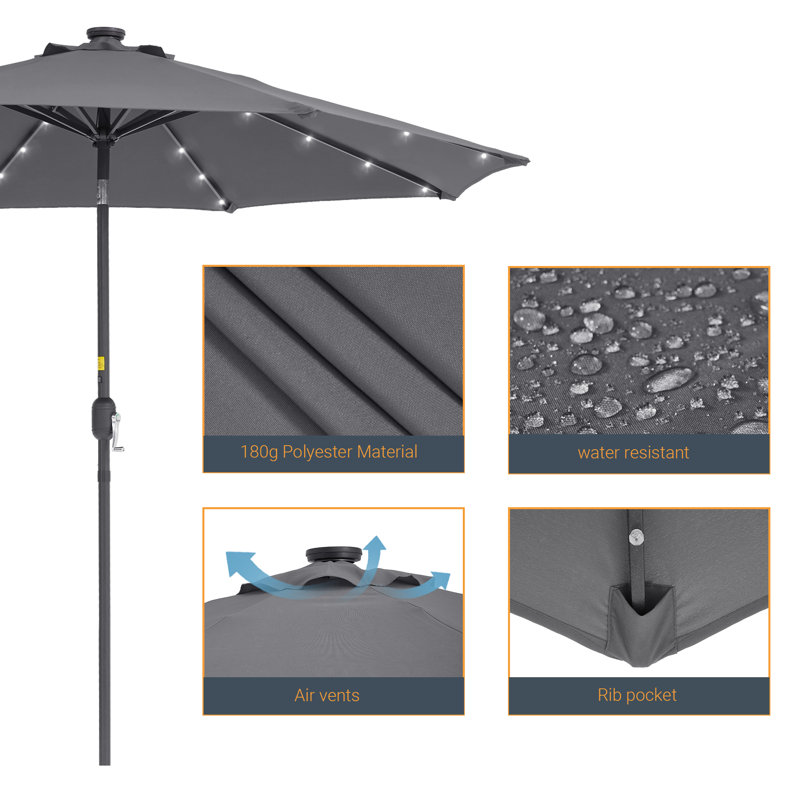 Parasol de marché éclairé 108 po Donyel, Gris anthracite