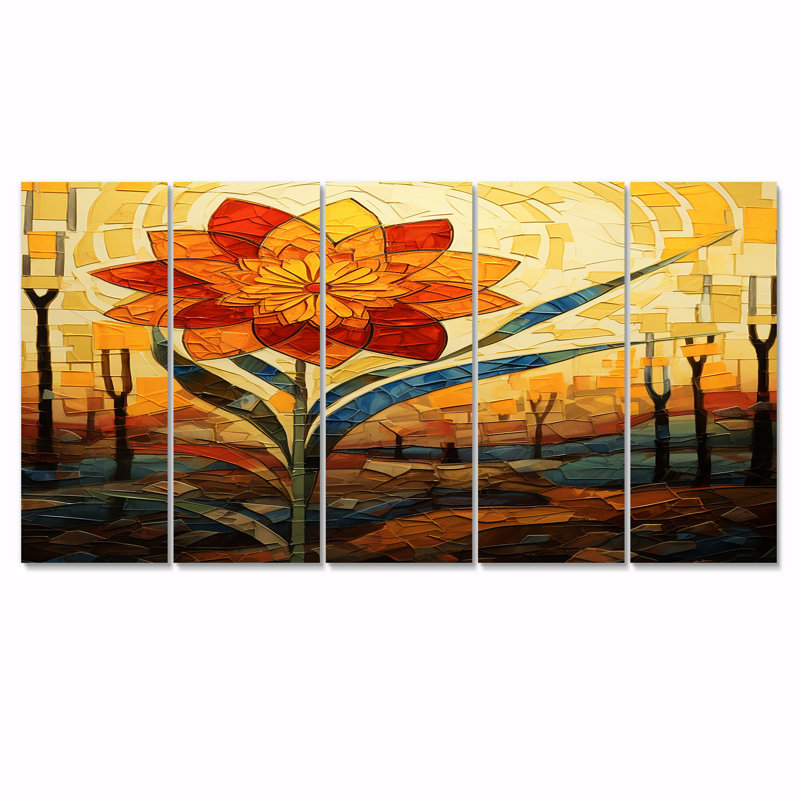 Ernesto - Ensemble 5 pièces d'art mural jonquille, H 28 po x l 60 po
